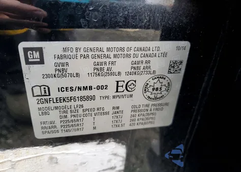 2015 Chevrolet Equinox Ls z USA, uszkodzony, nr VIN 2GNFLEEK5F6185890